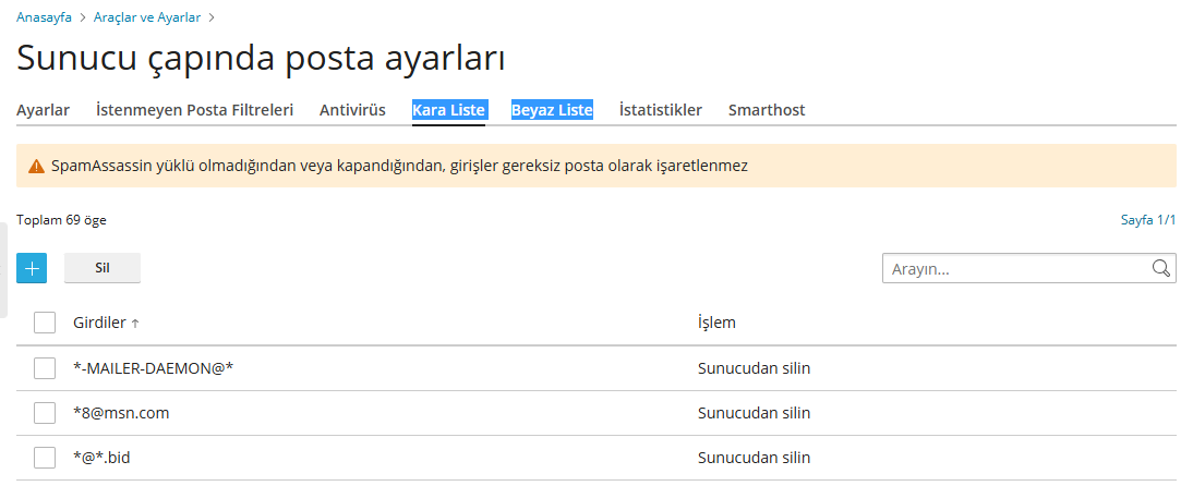 Mail Kara ve Beyaz Liste