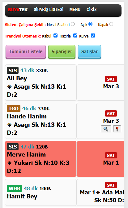 Sucu Sipariş Sistemi
